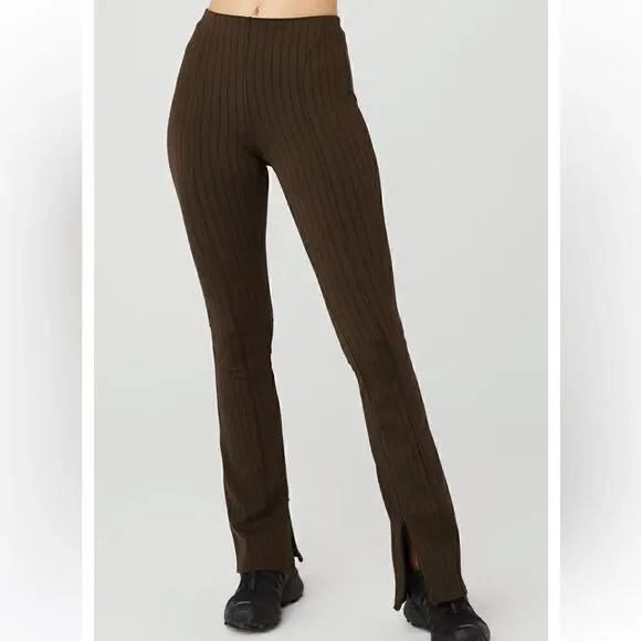 ALO HIGH-WAIST PINSTRIPE ZIP IT FLARE LEGGING - Picture 1 of 6